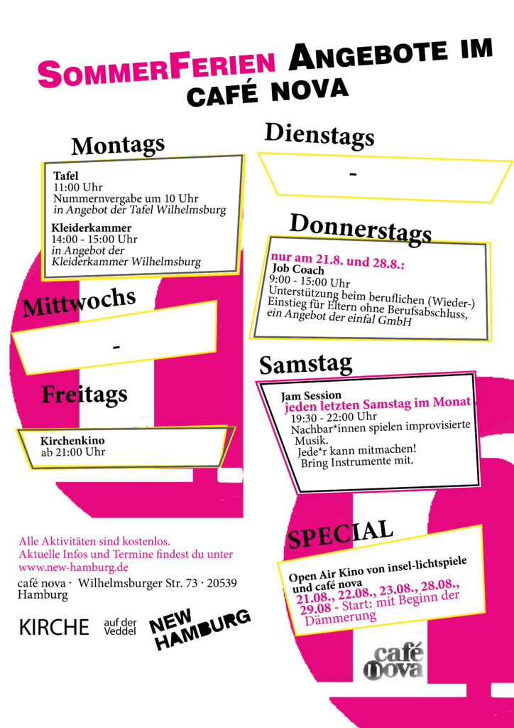 Sommerferienangebot im Café Nova 